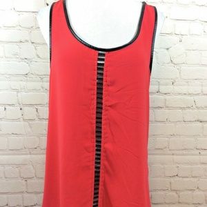 Daytrip Womens Pieced Faux Leather Tank Top Small